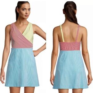 Lands' End Women’s Seersucker Swim Dress Size 14